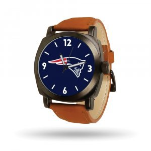 NFL Mens New England Patriots Brown Leather Knight Watch