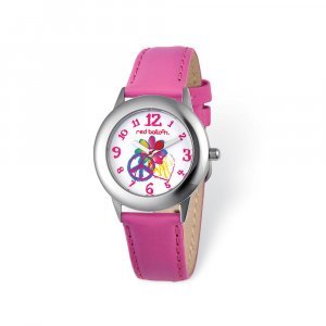 Red Balloon Girls Peace Pink Leather Band Tween Watch