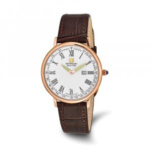 Steinhausen Mens Altdorf Rose IP-plated Brown Strap Watch