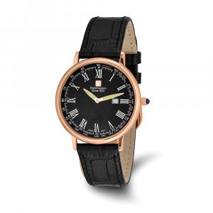 Steinhausen Mens Altdorf Rose IP-plated Black Dial Black Strap Watch