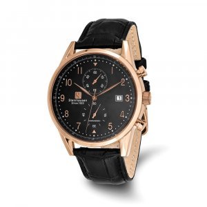 Steinhausen Mens Lugano Rose IP-plated Black Dial Chronograph Watch