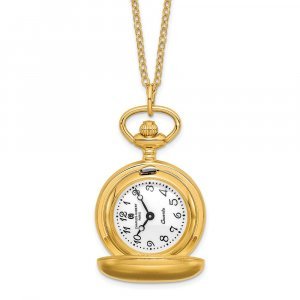 Charles Hubert Ladies Gold-plated Brass Satin Pocket Watch Necklace