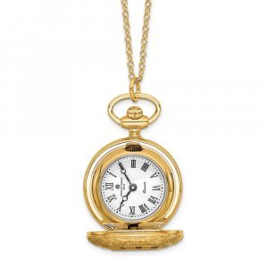 Charles Hubert Ladies Gold-plated Brass See-Through Watch Necklace