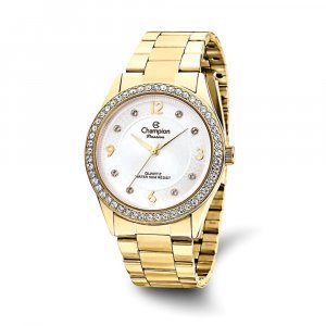 Champion Ladies Passion Gold-tone White Dial Crystal Bezel Watch