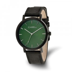 Chisel Mens Matte Black IP-plated Green Dial Watch