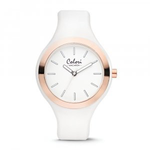 Colori Ladies Macaron White/Rose-tone Bezel 44mm Watch