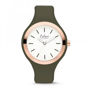 Colori Ladies Macaron Olive Green/Rose-tone Bezel 44mm Watch