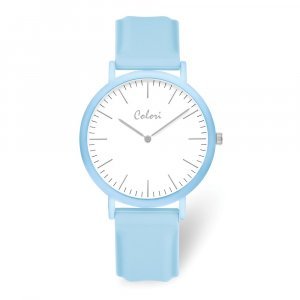 Colori Ladies White Dial Light Blue Case & Strap Watch