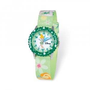 Disney Girls Tinker Bell Dreamland Fabric Band Time Teacher Watch