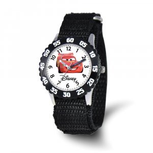 Disney Boys Cars Lightning McQueen Black Velcro Time Teacher Watch