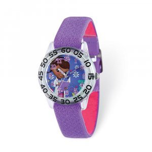 Disney Girls Doc McStuffins Purple Stretch Band Time Teacher Watch