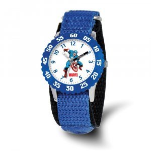 Marvel Boys Captain America Blue Velcro Band Time Teacher Watch