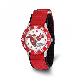 Marvel Adult Size Avengers Iron Man Red Velcro Band Time Teacher Watch