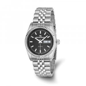 Mountroyal Mens Stainless Steel Black Dial Watch