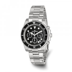 Mountroyal Mens Stainless Steel Black Dial Chrono Divers Watch